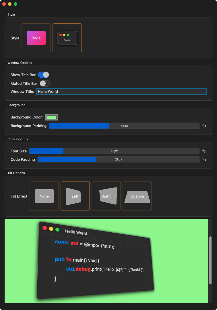 Source Code Screenshot Window